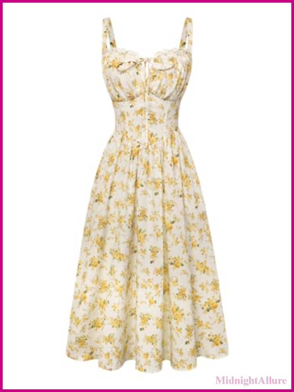 Floral Corset Dress Cutout Waist Smocked Back Pockets 95% Polyester 5% Elastane - Picture 1 of 6